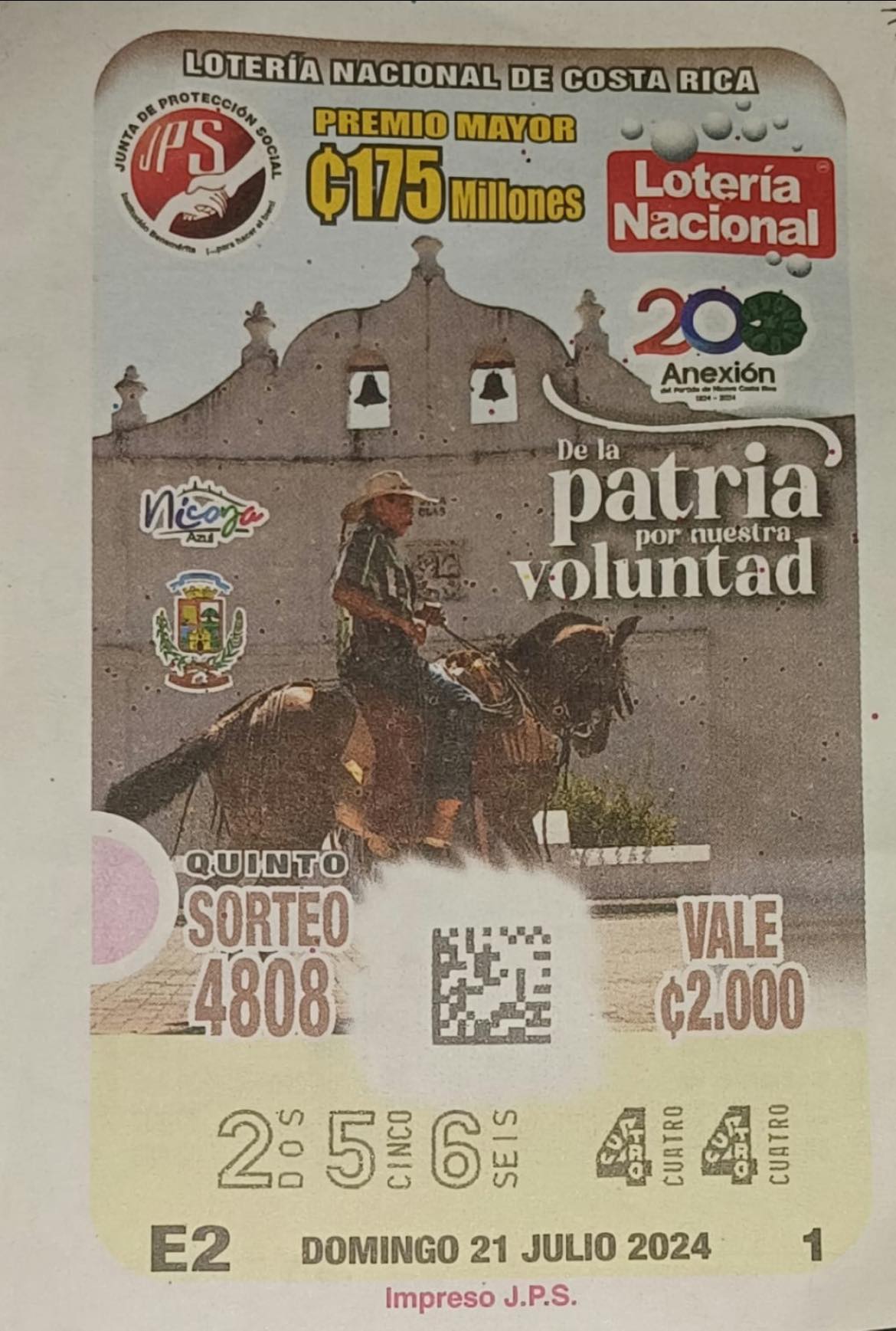 Billetes de Lotería y Chances se suman a la conmemoración del Bicentenario de la Anexión