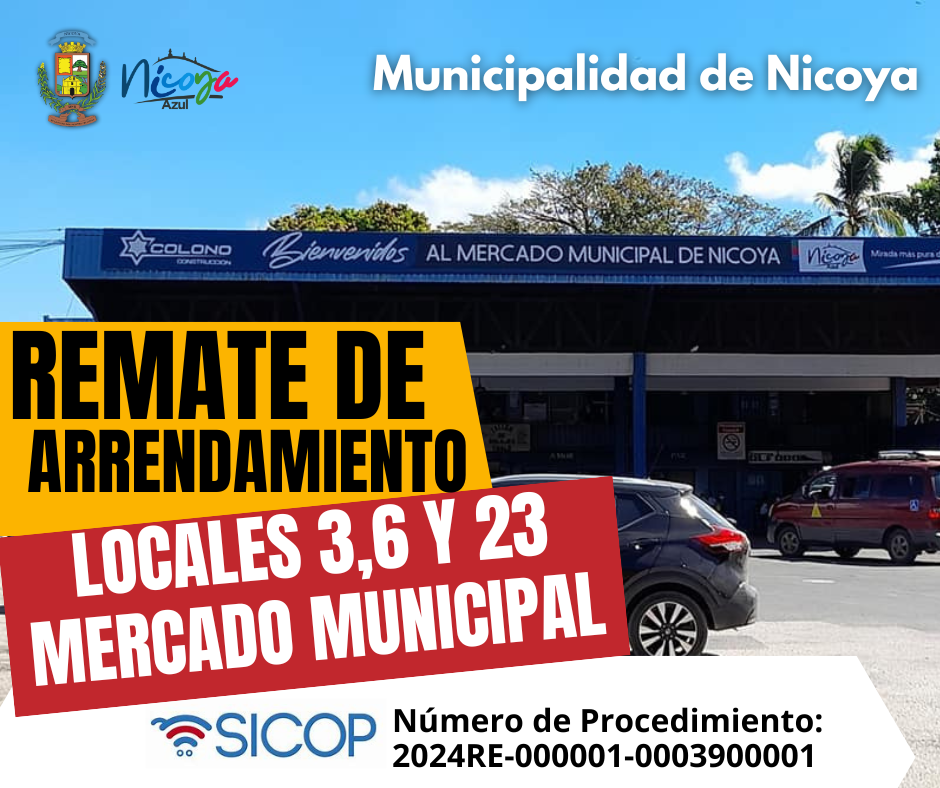 Remate para dar en arrendamiento locales en el Mercado Municipal