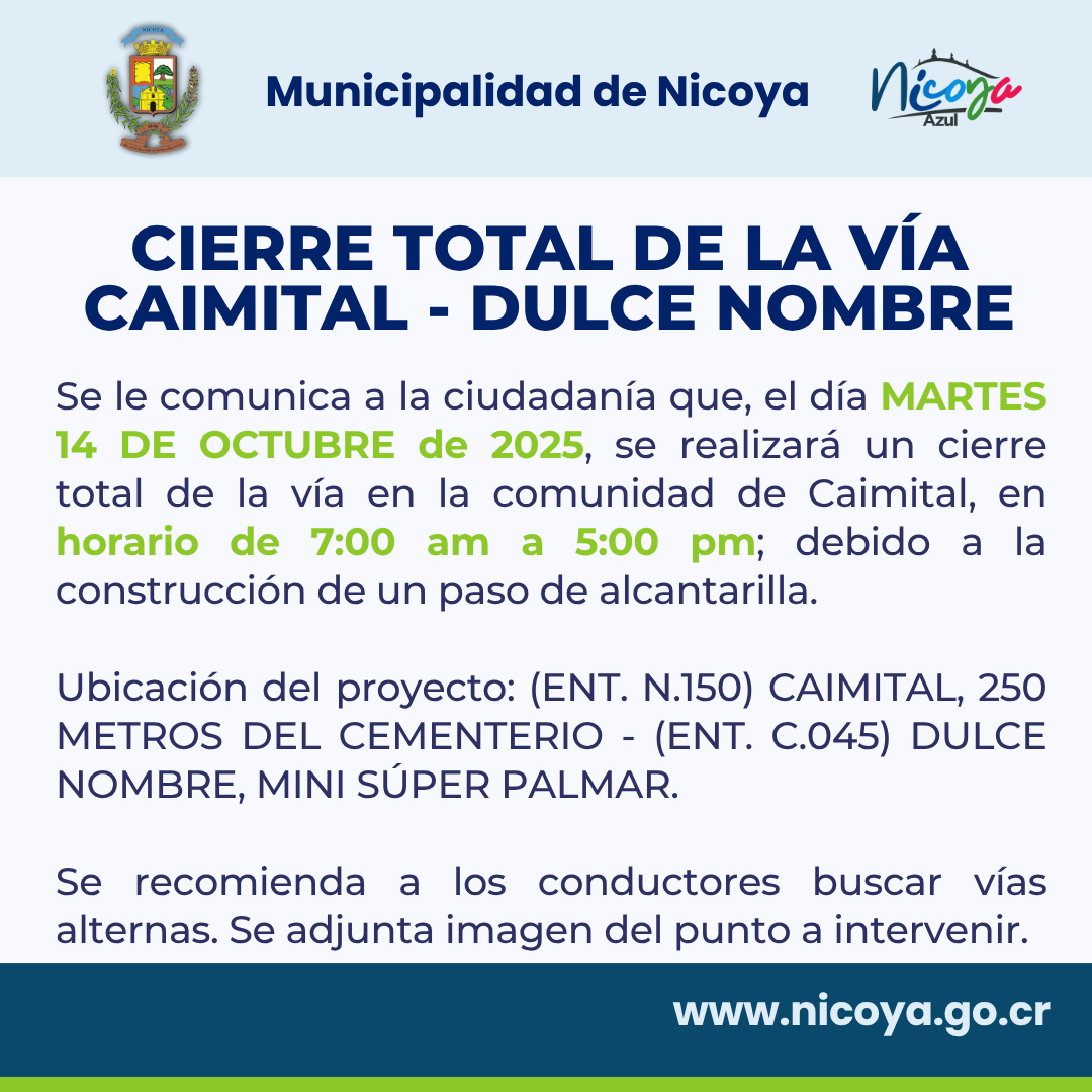 Este martes habrá cierre total de la vía entre Caimital y Dulce Nombre
