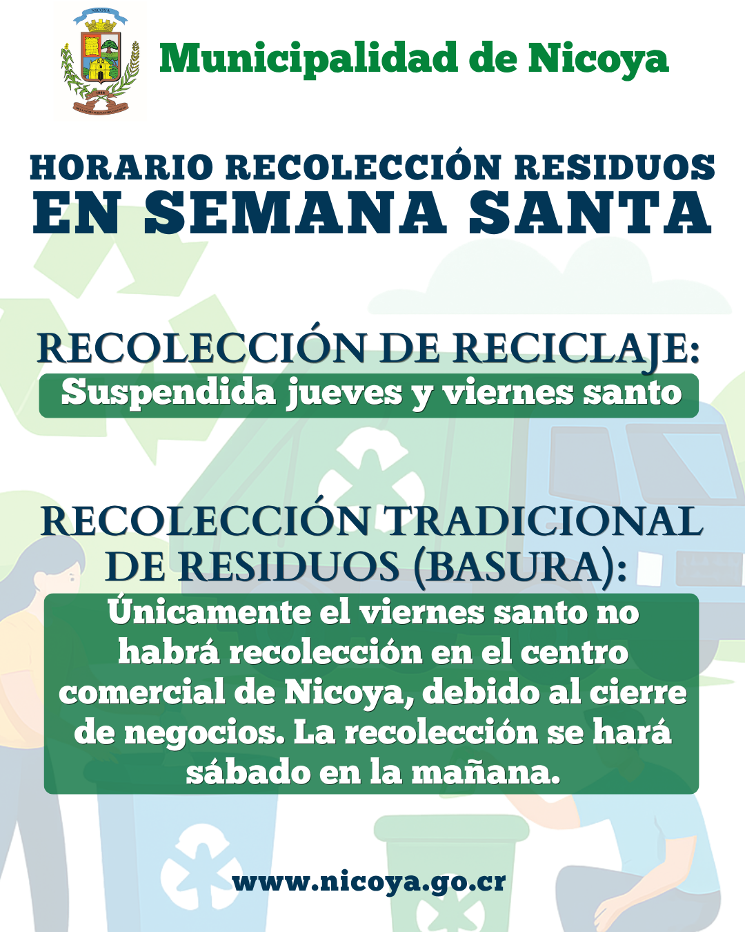 Horarios Servicio de Recolección de Residuos en Semana Santa